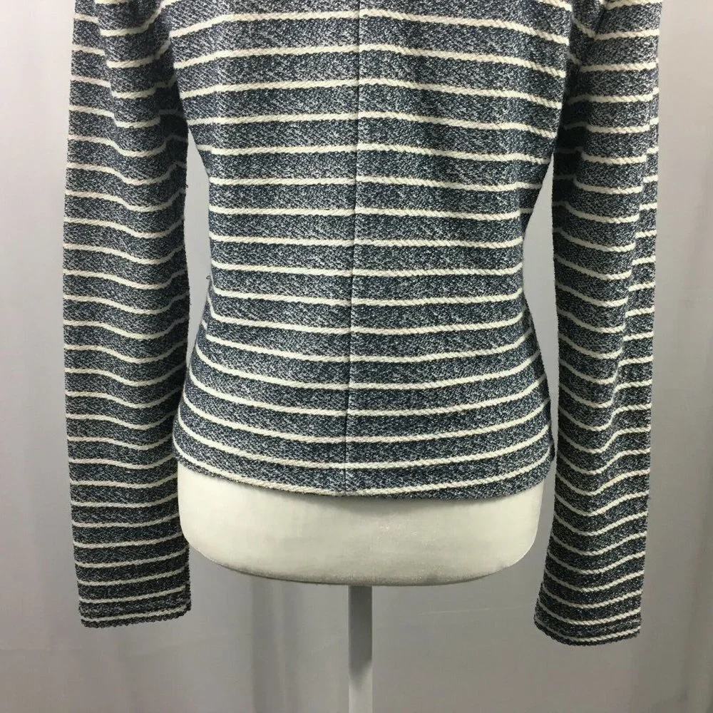 Lou & Grey Striped Blue White‎ Career Sweater W Asymmetrical Zipper Size Small